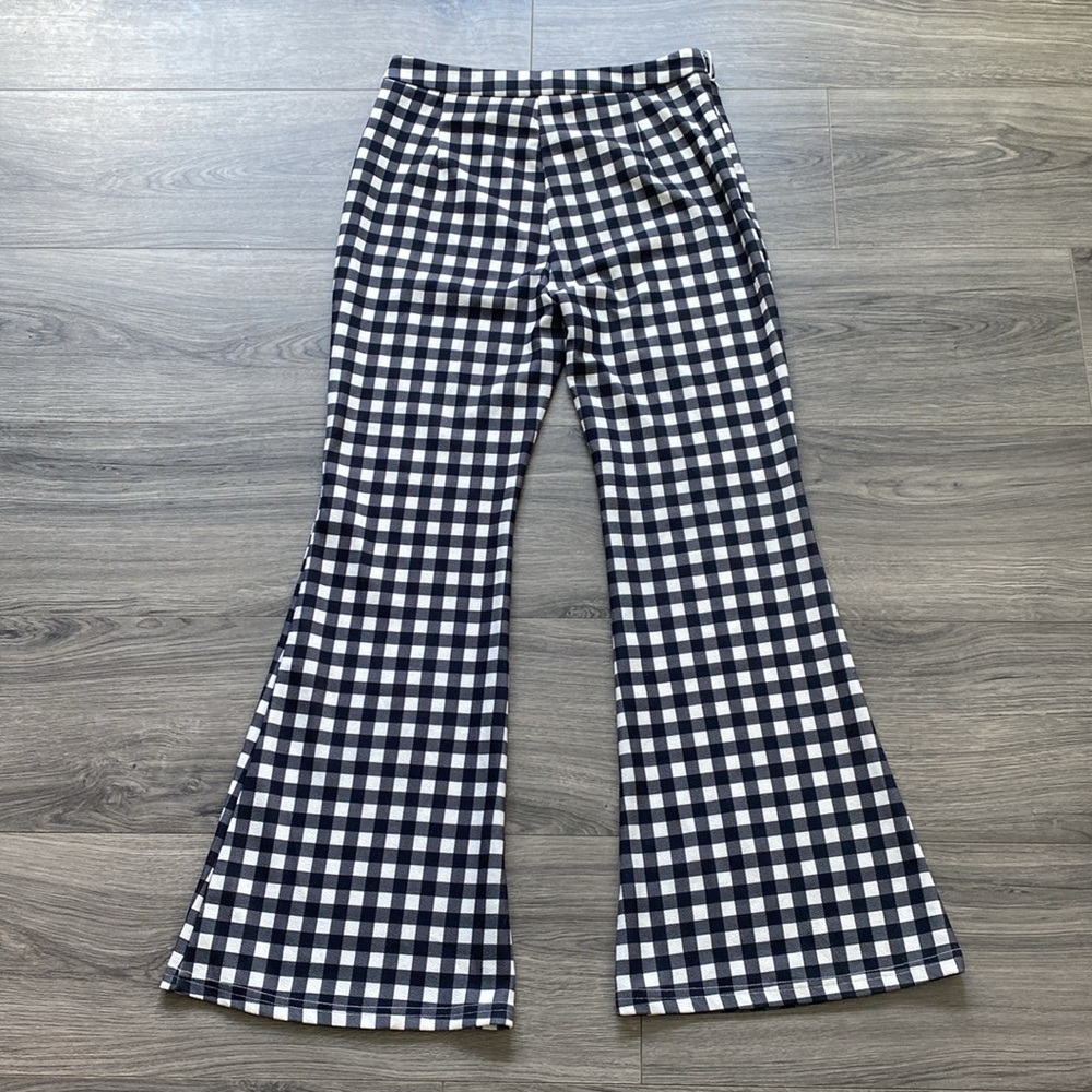 SHEIN Women’s Gingham Plaid Flare Pants - Picture 2 of 6